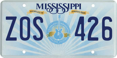MS license plate ZOS426