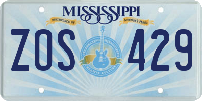 MS license plate ZOS429
