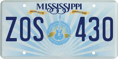 MS license plate ZOS430