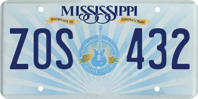 MS license plate ZOS432