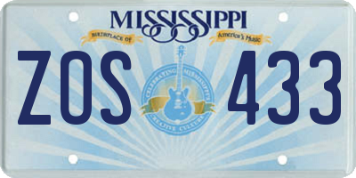 MS license plate ZOS433