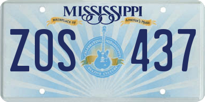 MS license plate ZOS437
