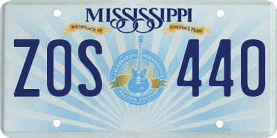MS license plate ZOS440