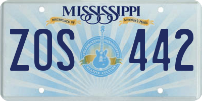 MS license plate ZOS442