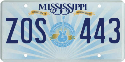 MS license plate ZOS443
