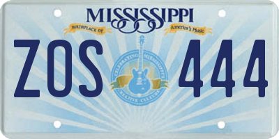 MS license plate ZOS444