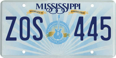 MS license plate ZOS445