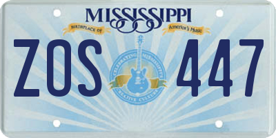 MS license plate ZOS447