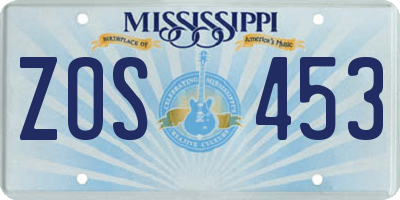 MS license plate ZOS453