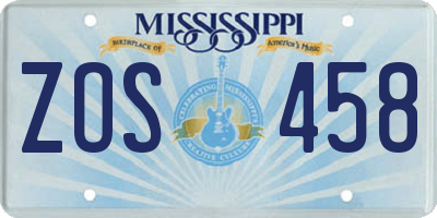 MS license plate ZOS458
