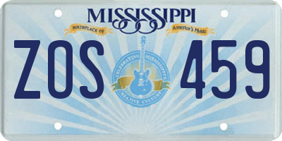 MS license plate ZOS459