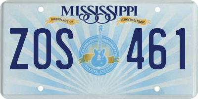 MS license plate ZOS461