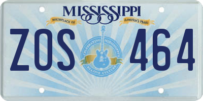 MS license plate ZOS464