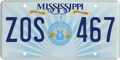 MS license plate ZOS467