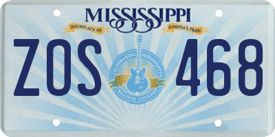 MS license plate ZOS468