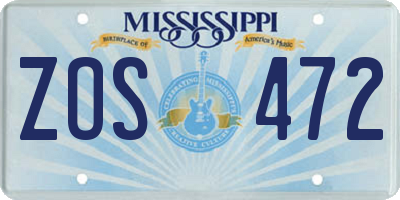 MS license plate ZOS472