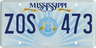 MS license plate ZOS473
