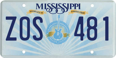 MS license plate ZOS481