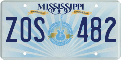 MS license plate ZOS482