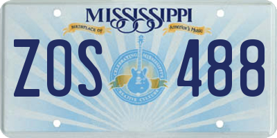 MS license plate ZOS488