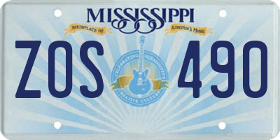 MS license plate ZOS490