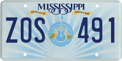 MS license plate ZOS491