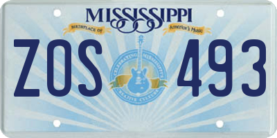 MS license plate ZOS493
