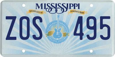 MS license plate ZOS495