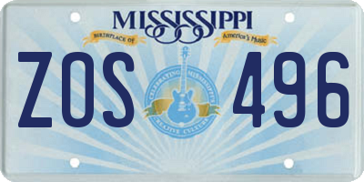 MS license plate ZOS496