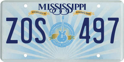 MS license plate ZOS497