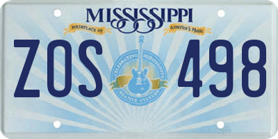 MS license plate ZOS498