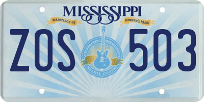 MS license plate ZOS503