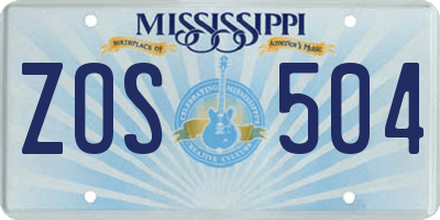 MS license plate ZOS504