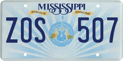 MS license plate ZOS507