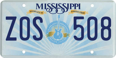 MS license plate ZOS508