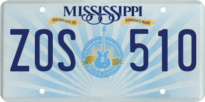 MS license plate ZOS510