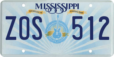 MS license plate ZOS512
