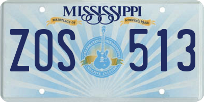 MS license plate ZOS513