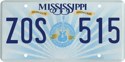MS license plate ZOS515
