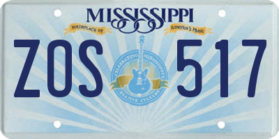 MS license plate ZOS517