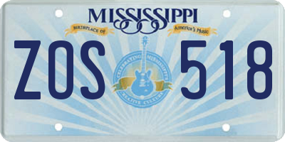 MS license plate ZOS518