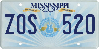 MS license plate ZOS520