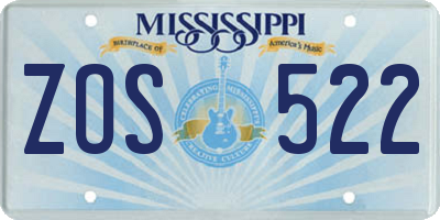 MS license plate ZOS522