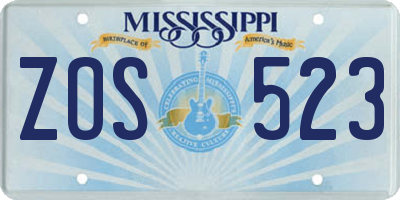MS license plate ZOS523