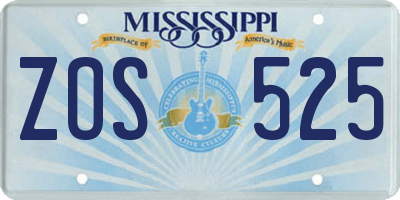 MS license plate ZOS525