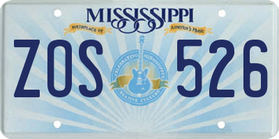 MS license plate ZOS526