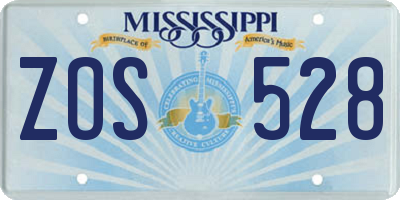 MS license plate ZOS528