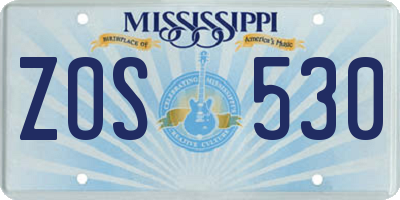 MS license plate ZOS530
