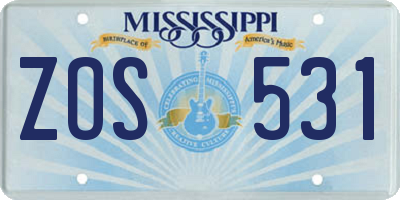 MS license plate ZOS531