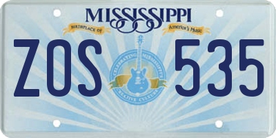 MS license plate ZOS535